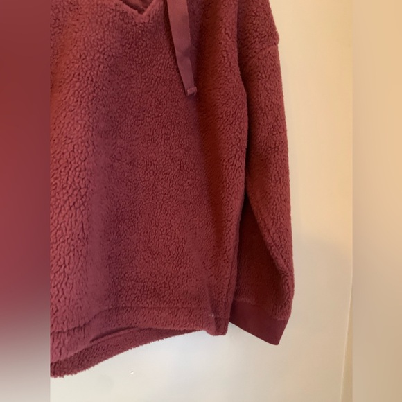 Madewell Sherpa Button-Front Hoodie Sweatshirt - brown red rust- LARGE Normcore - Picture 4 of 7
